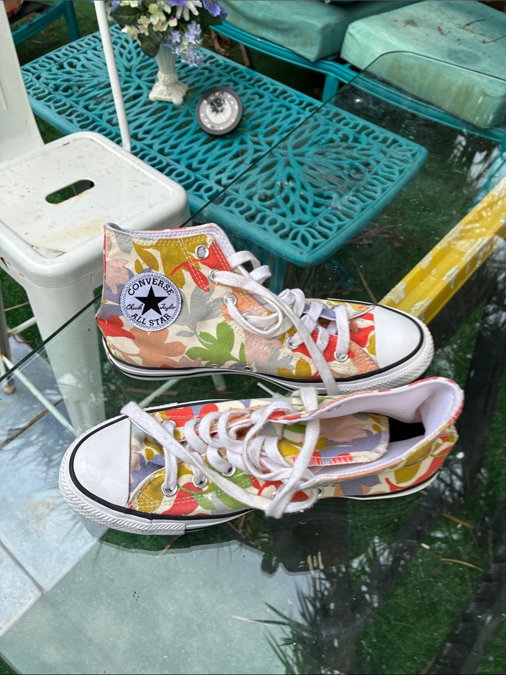 Converse High Top Sneakers - Red, Orange, Yellow, Green, Purple, White - Picture 4 of 12